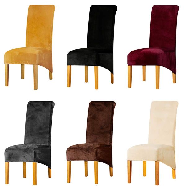 Stretch Spandex Fabric Dining Room Chairs Seat Slipcover With Elastic Band