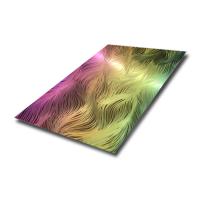 AISI 304 Chapa de aço PVD Rainbow Cor polida textura de aço inoxidável painéis de parede decorativos 3d