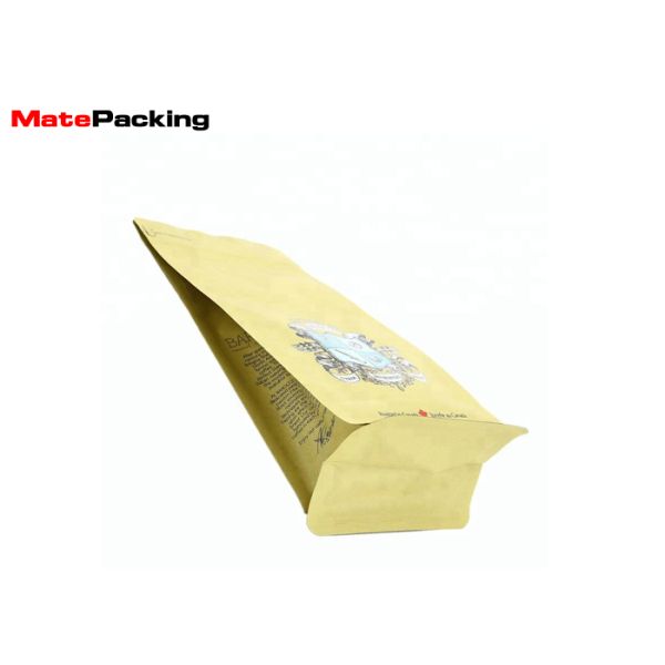 Custom Disposable Kraft Paper Food Bags Flat Bottom With Zipper Top