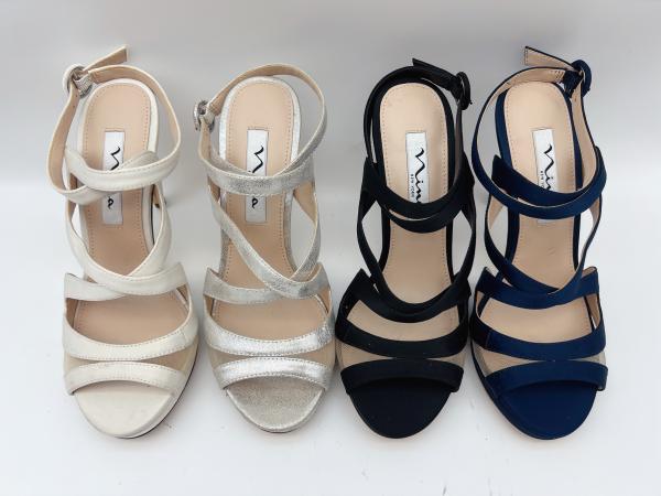 Open Toe Stiletto Elastic Strap High Heel Sandals Soft Nappa Leather / Matching Soft Mesh