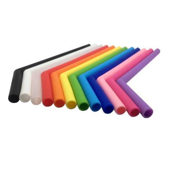 8.5mm Mouth Reusable Silicone Straws, Thick Silicone Non Plastic Straws With Cleaner Brush
