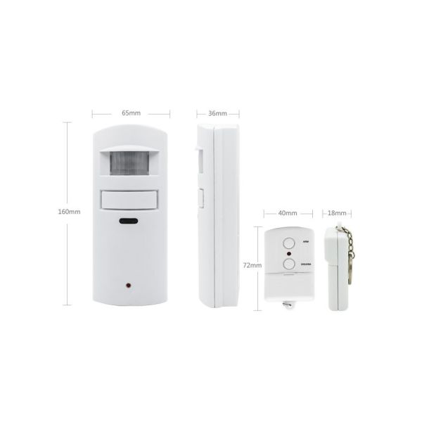Indoor 130dB PIR Motion Sensor with Remote Control Alarm CX30