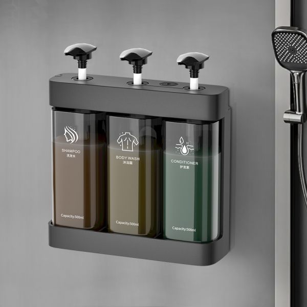 Multi Function Triple Wall Mounted Pump Soap Dispenser Refillable 500ml*3 Capacity
