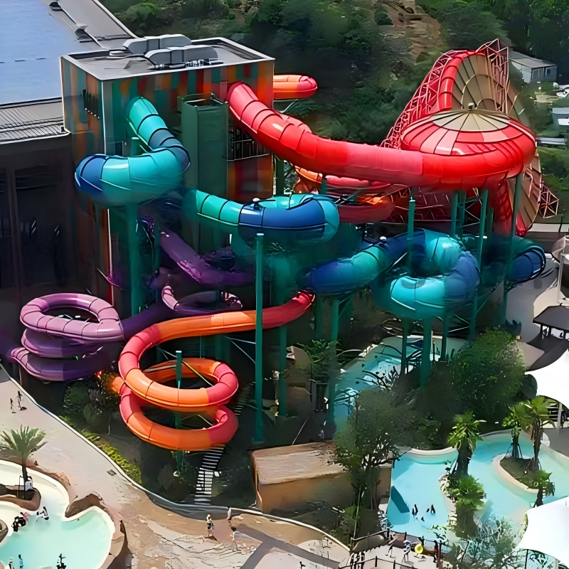 Through Wall Spiral Water Slide Combined Super Family Fun 13-19m Height