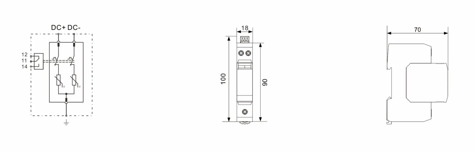 BR-40DP 48 Type 2 DC 48V SPD 40kA Surge Protective Device with Thermoplastic UL94-V0 Enclosure
