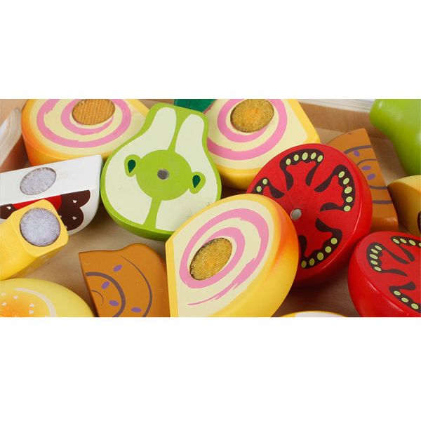 вырезывание плода 4.5cm деревянное установило набор игры роли кухни овощей