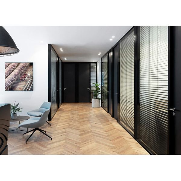 Framed Glass Dividers With Embedded Blinds Double Partition Wall For Office Division
