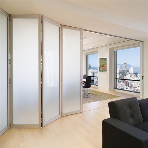 5mm Tempered Glass Commercial Aluminium Doors , Aluminum Frameless Folding Sliding Doors