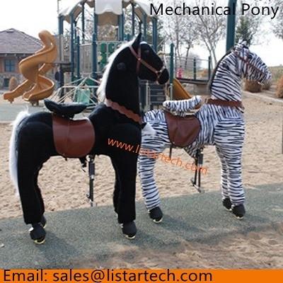 Kids Ride on Rocking Horses, Exercise Toys Kids playing Ride on Pony in Amusement park
