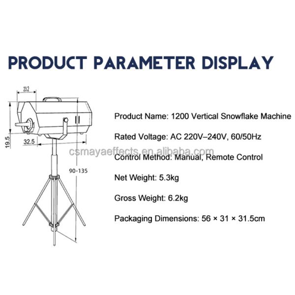 Portable 500W High Power Snowflake Machine with 30 Square Meters Coverage and Remote Control for Indoor/Outdoor Events