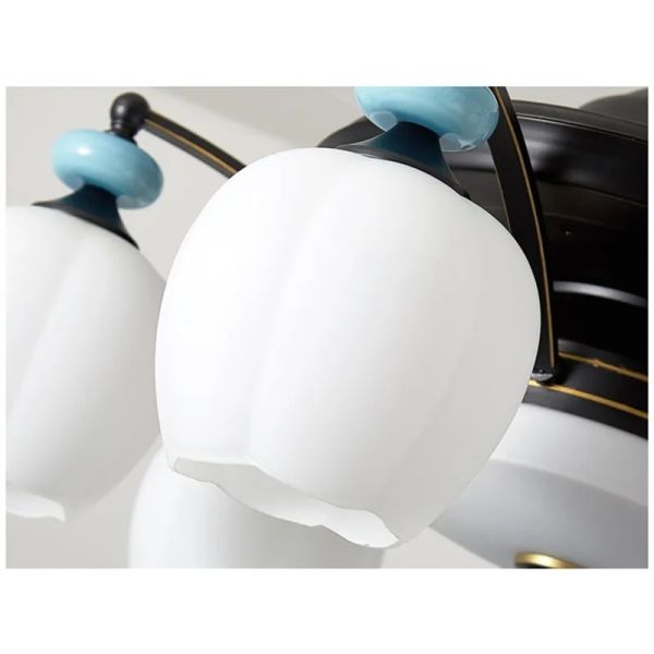Luxury Ceiling Fan Light Remote LED Electric Fan Light with glass lampshade metal Stealth Fan Light (WH-VLL-28)