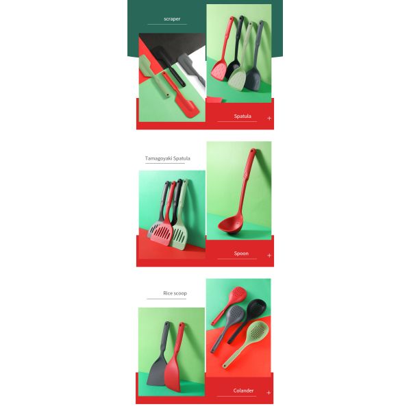 Reusable Seamless Silicone Cooking Utensils Set With SS Core