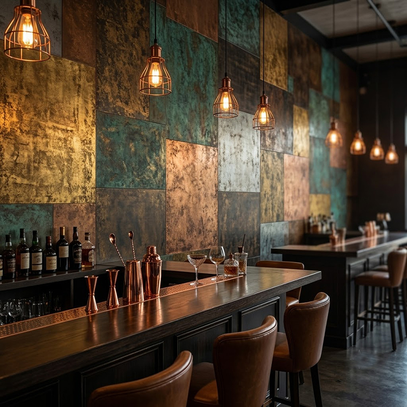 Antique Patina Metal PVC Film | Oxidized Bronze Decorative Vinyl Roll