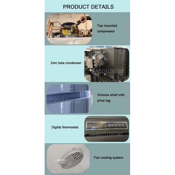 Commercial Vertical Meat Freezing Display Case 4 Glass Doors Freezer