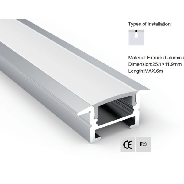 Cabinet Lighting Series Aluminum profile for furniture 25x12mm (0.99