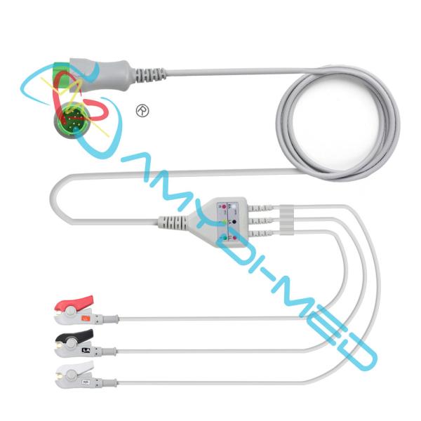 3 Lead ECG Cables And Leadwires Gray TPU Material For Comen C30 ECG Monitor