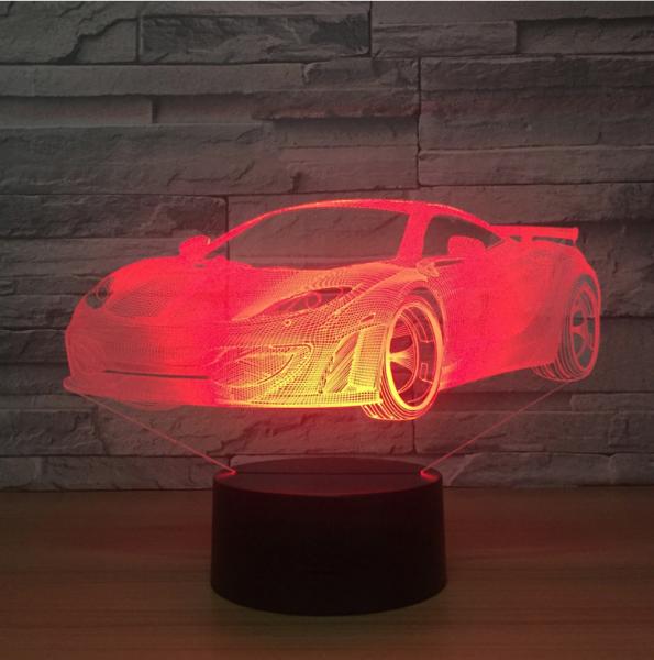Racing Car 3D Night Light 7 Colors Change with Remote Control As Christmas Gifts For Baby Room Decoration