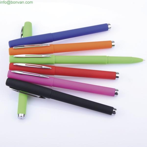 colorful gel ink pen, rubber sprayed gift office sign roller ink pen, gel ink pen
