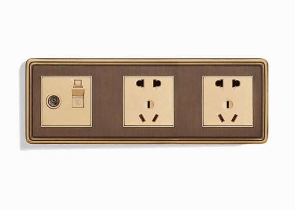 Universal Socket Power Outlet , 172mm 90mm Double Electrical Panel Key Switch Socket