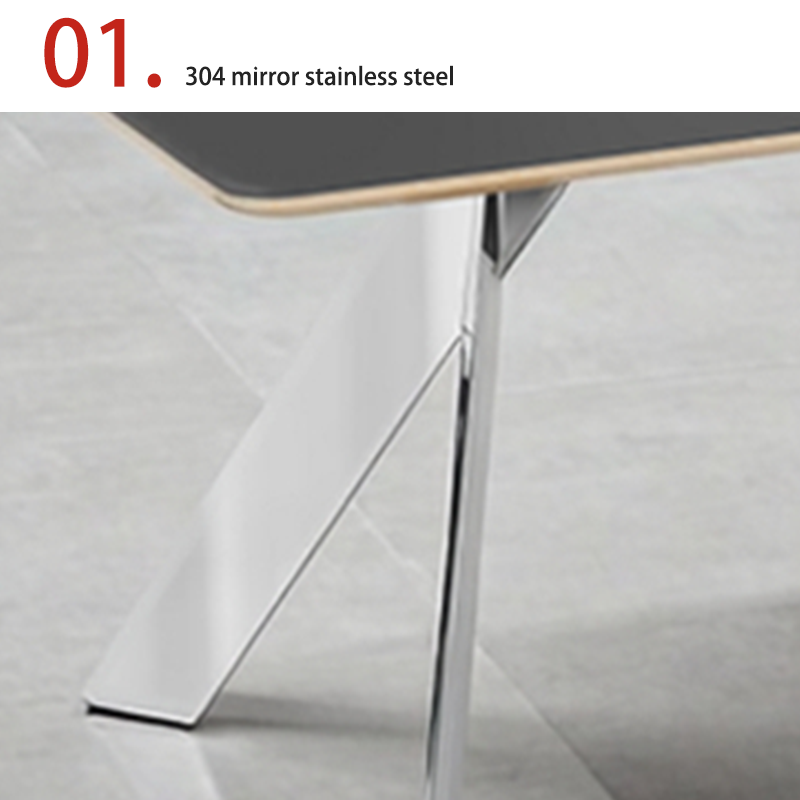 customization Eleganthigh-end, fashionable office and conference table with shiny stainless steel feet, soft and comfortable skin feel fabric