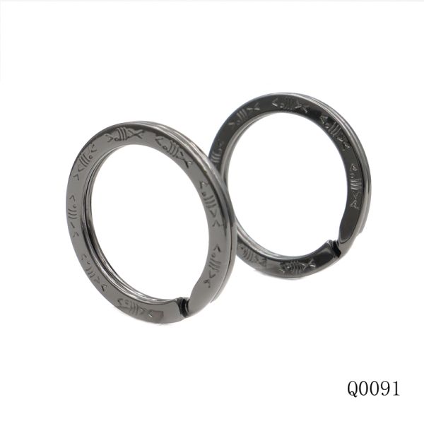 Gunmetal Custom Split Key Ring 25mm Flat Stamping Logo Keychain O Ring