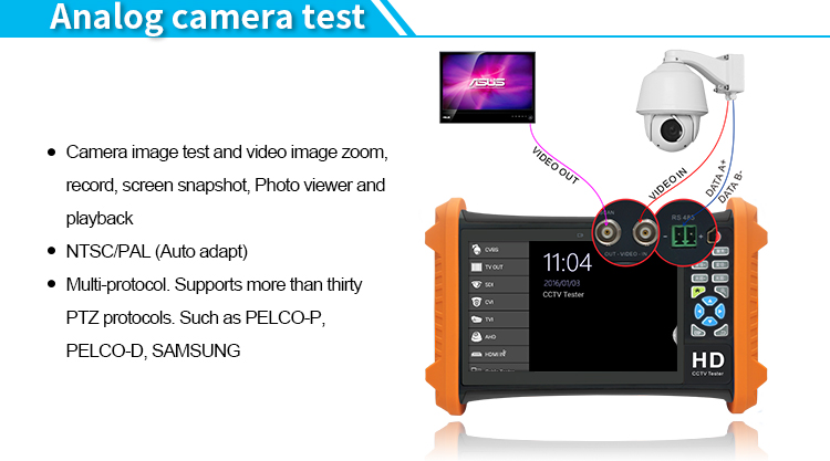 Экран 1280×800 TFT LCD монитор теста CCTV 7 дюймов