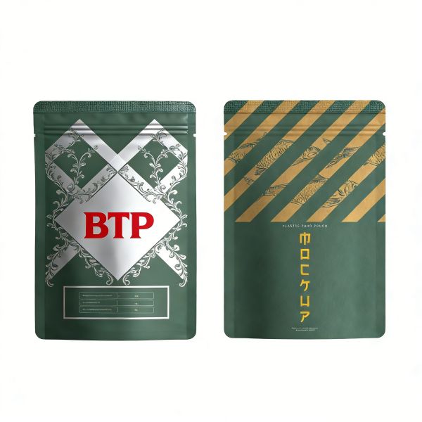 Luxury Dark Green Matte Stand up Pouch with Gold Foil Print Heat Resistant Zipper Top Disposable for Tea & Coffee Packaging