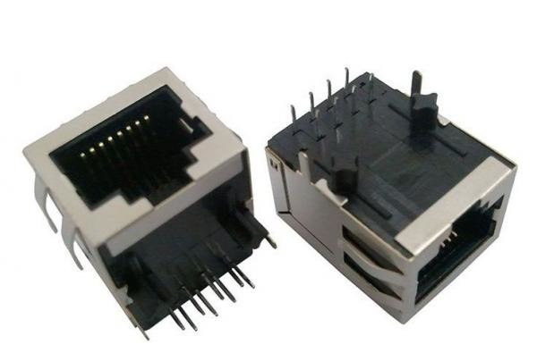 Single Port 10/100Mbps RJ45 Right Angle Connector For Switch / Router / Gateway