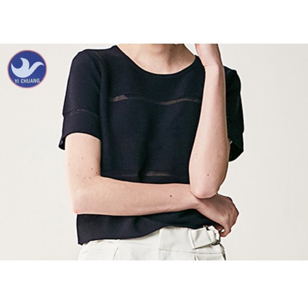 Crew Neck Short Sleeves Womens Knit Pullover Sweater Summer Cool Knit Clothing