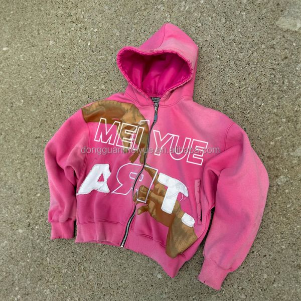 Camiseta con sudadera de desafío con cierre de cerradura con chaqueta de lavado con ácido hombre vintage con doble capa de ropa callejera con sudadera