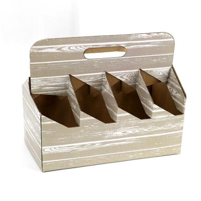 Portable Corrugated Packaging 6 Bottle Beer Display Box With Handle Custom Size
