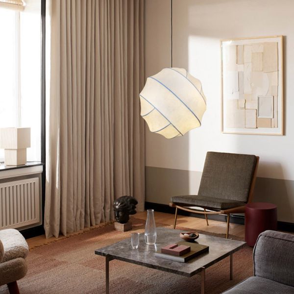 Lámpara de seda de estilo nórdico con lámpara de luz de bola LED simple colgante para dormitorio y estudio para iluminación de familia