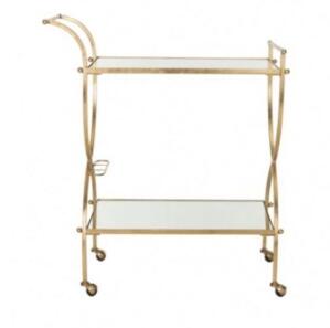 Steel Frame Gold Glass Bar Cart Beverage Liquor Trolley Furniture