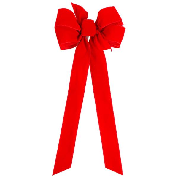 Arco de fita de Natal de veludo vermelho para decoração de casas e árvores