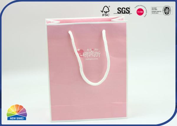 Pink Eco Friendly Customized Size Paper Gift Bag Wiht Nylon Handle