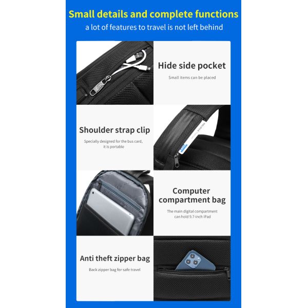 Nuevo logotipo personalizado Bolso de hombro multifuncional resistente al agua anti robo bolso de pecho hombre bolso de eslingas