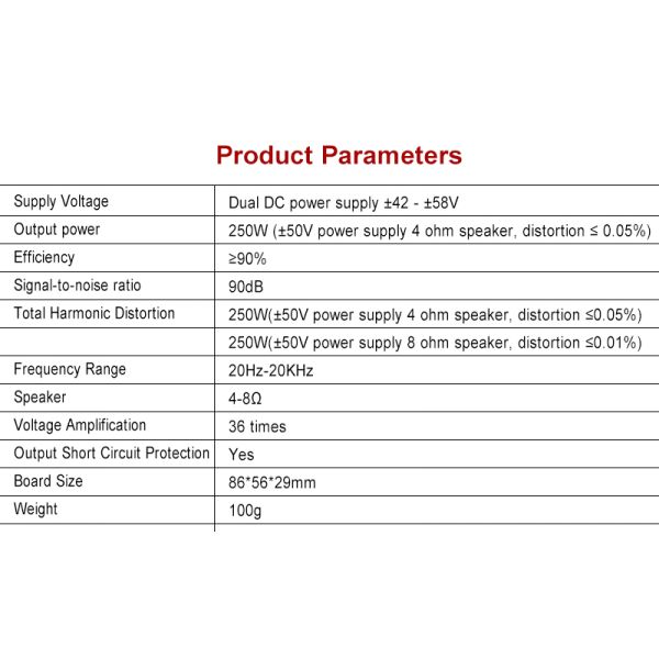 High Power 250W Class D HIFI Digital Amplifier Board LM3886 Receiver for Professional