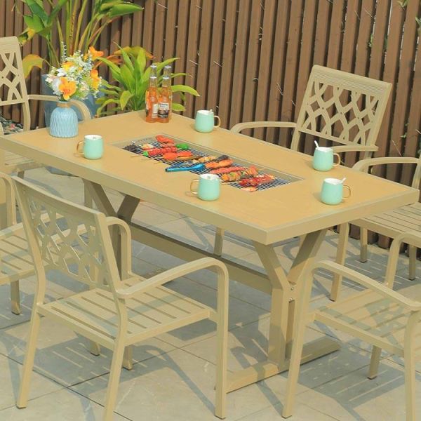 Aluminum Outdoor Rattan Table And Chairs Beach Style