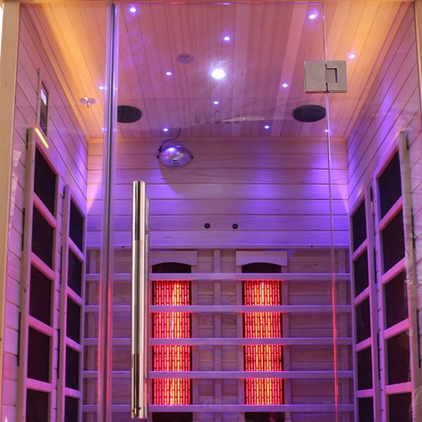 1750W Hemlock Solid Wood 2 Person Infrared Sauna For Indoor Home