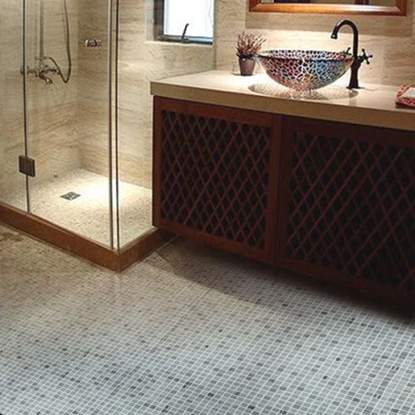Wood Grain Stone Mosaic Bathroom Sink Splashback Tiles , Bathroom Countertop Tile Morden Design