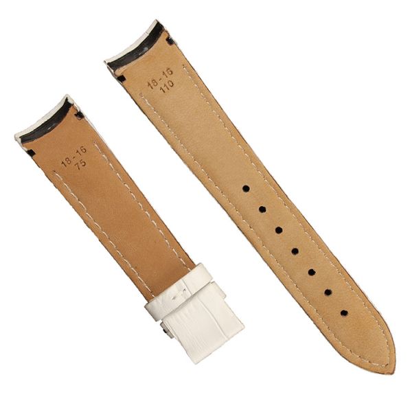 White Top-grain Curved Genuine Leather Strap