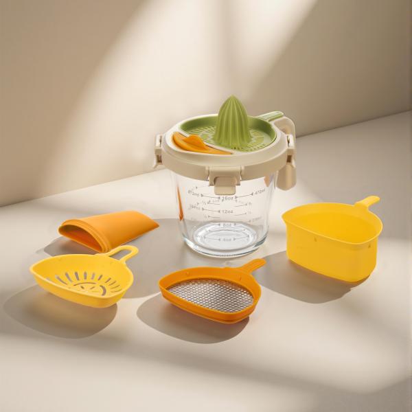 Multifunctional Food Preparation Measuring Cup Set With Egg Separator / Juicer / Fat Separator