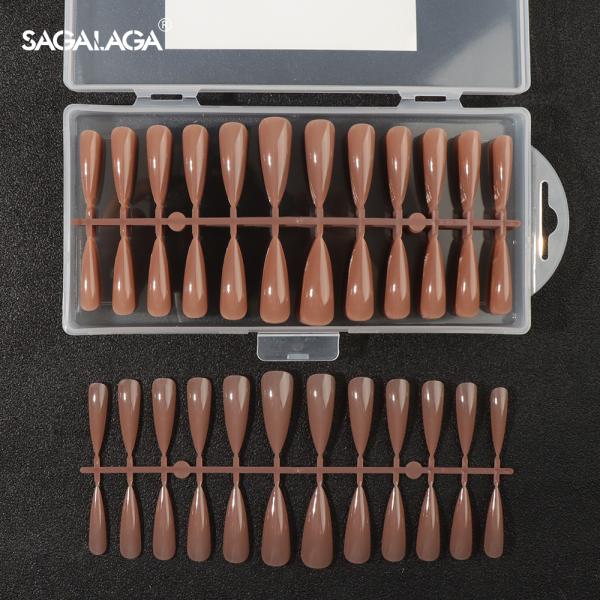 50 boxes Customized 3XL Colorful Full Cover Press on Nails Clear Pink Nude Medium Stiletto Plastic Cover Free Sample ABS