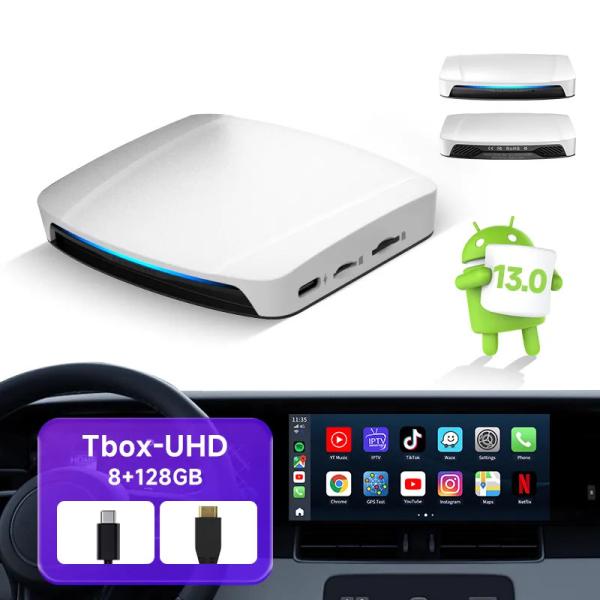 Android 13.0 Wireless Adapter CarPlay Multimedia Video Box CPC200-TBox UHD SDM660 8G 128Gb