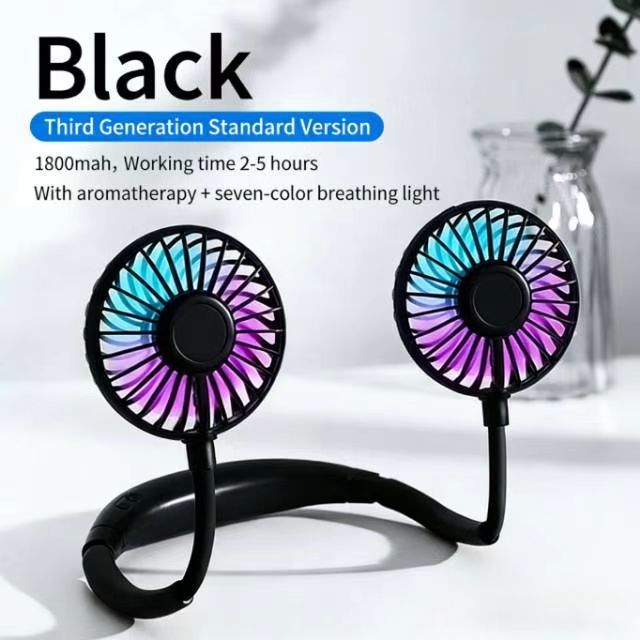 Portable Mini Neck Fan Hands Free Wearable USB Rechargeable Foldable Quiet