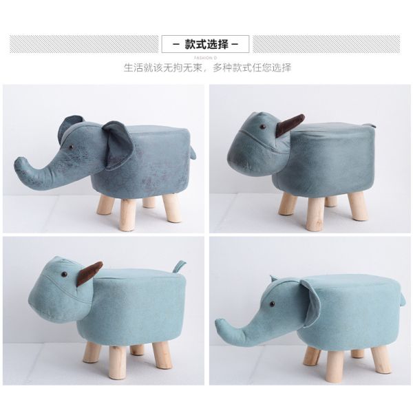 Solid Wood Children's Cartoon Household Shoe Stool 50X25X28cm