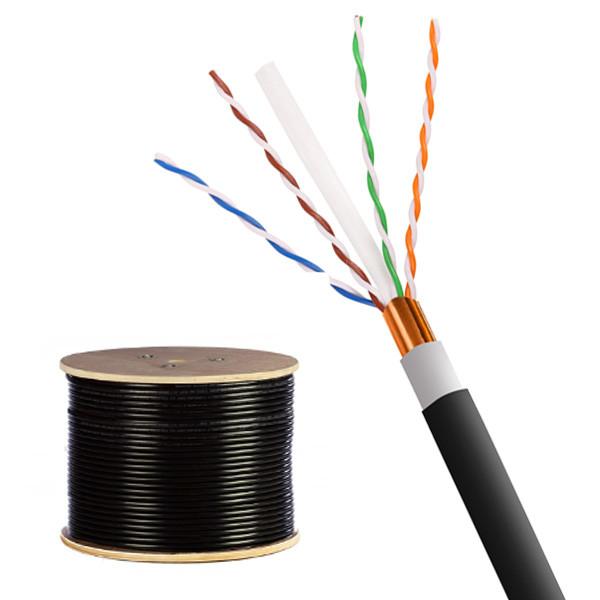 23AWG CAT6 FTP Cable Solid Outdoor Black PE+PVC Jacket Network Cable 1000Ft
