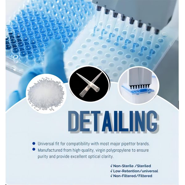 ISO CE 1250ul Universal Pipette Tips With Filter 1.25ml