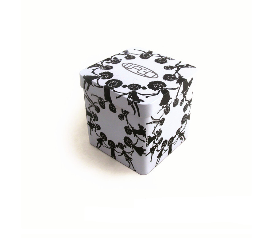57x57x60mm Small Customized Square Tin Box With Rolled in edge lid and Bottom