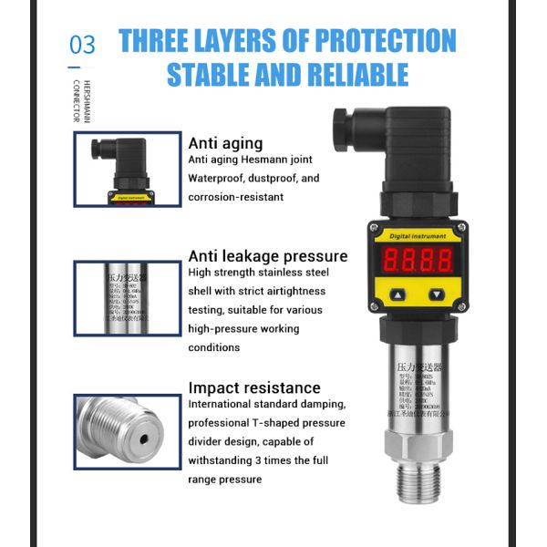 4-20ma 0-5v LED Digital Waterproof Liquid Pressure Sensor with Smart Fire Controlling